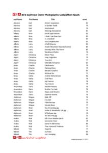 2015 Southwest District Photographic Competition Results