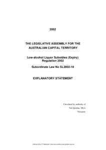 2002  THE LEGISLATIVE ASSEMBLY FOR THE AUSTRALIAN CAPITAL TERRITORY  Low-alcohol Liquor Subsidies (Expiry)