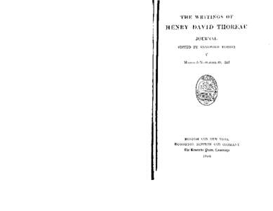 THE WRITINGS OF  HENRY DAVID THOREAU JOURNAL EDITED BY BRADFORD TORREY V