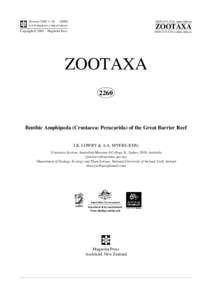 Zootaxa 2260: 1–[removed]www.mapress.com / zootaxa/ ISSN[removed]print edition)  Copyright © 2009 · Magnolia Press