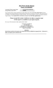 2012 Water Quality Report Notice of Availability Community Water System Name: Georgia Water System ID #:  CITY OF BLACKSHEAR