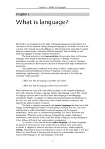 Chapter 1: What is language?  Chapter 1 What is language?