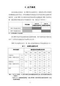 4. 水平維持 水平維持 本局依循以往做法：在 2009 年以抽樣形式，選取部分學生參與研 究測驗(Research Test)。研究測驗的作用是把不同年度的學生成績作等 值研究，以便