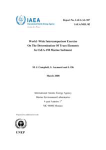 Report No. IAEA/AL/187  IAEA/MEL/82 World -Wide Intercomparison Exercise