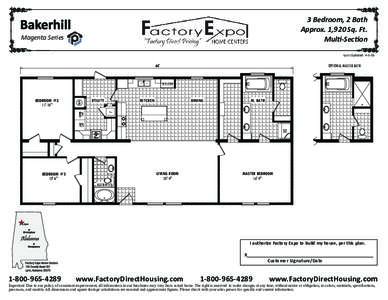 3 Bedroom, 2 Bath Approx. 1,920 Sq. Ft. Multi-Section Bakerhill Magenta Series