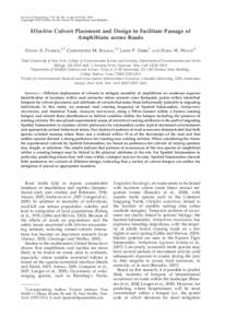 Journal of Herpetology, Vol. 44, No. 4, pp. 618–626, 2010 Copyright 2010 Society for the Study of Amphibians and Reptiles Effective Culvert Placement and Design to Facilitate Passage of Amphibians across Roads DAVID A.