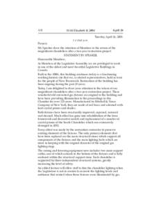 Daily Sitting 30, Wednesday, April 27, 2005, Journal of the Legislative Assembly of New Brunswick