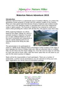 Microsoft Word - Waterton Nature Adventure 2015