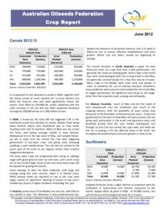 Australian Oils eeds Federation Crop Report June 2012 CanolaInterim Final