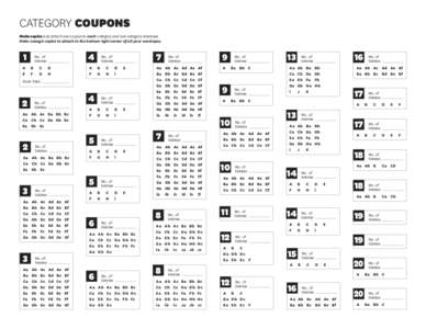 CATEGORY COUPONS Make copies and attach one coupon to each category and sub-category envelope. Make enough copies to attach to the bottom right corner of all your envelopes. 1