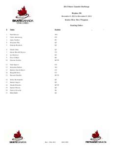 2013 Skate Canada Challenge  Regina, SK December 5, 2012 to December 9, 2012  Senior Men Free Program