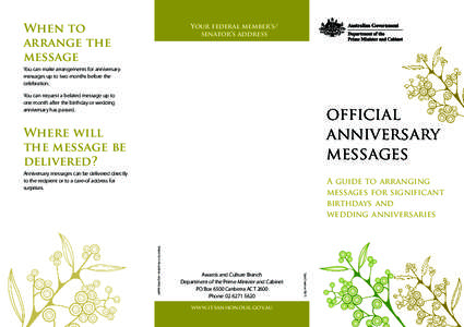 When to arrange the message Your federal member’s/ senator’s address