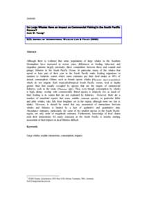 [removed]Do Large Whales Have an Impact on Commercial Fishing in the South Pacific Ocean? J o c k W . Y o u n g[removed]J OO UU RR NN AA LL OO FF I NN TT EE RR NN AA TT II OO NN AA LL W I LL DD LL II FF EE L AA W W & 