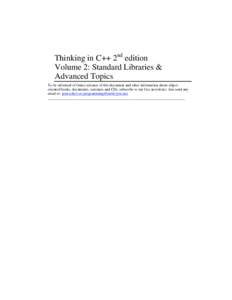 Thinking in C++ 2nd edition Volume 2