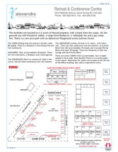 Page 3 of 12  Retreat & Conference Centre 2916 McBride Avenue South Surrey BC V4A 3G2 Phone: Fax: 