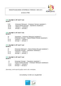 WEDSTRIJDSCHEMA INTERREGIO TORNOOI 1 MEI 2015 terreinen ATBS U19: duurtijd 2 x 30’ met 5’ rust terrein