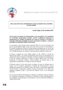 ASSEMBLÉE PARLEMENTAIRE PARITAIRE ACP-UE  DÉCLARATION DES COPRESIDENTS SUR LES DROITS DE L’HOMME EN ÉRYTHRÉE  Lomé (Togo), le 23 novembre 2011