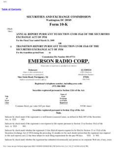 Form 10-K / Emerson Radio / Form 8-K / U.S. Securities and Exchange Commission / Electronic Arts / Business / Government / SEC filings / Regulation S-K / Video game development