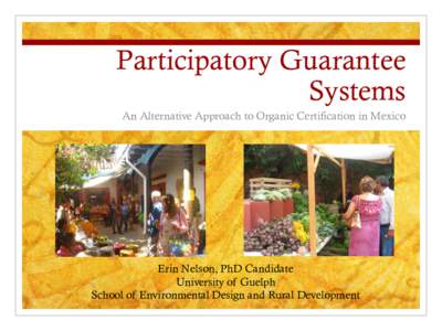 Participatory Guarantee Systems