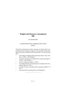 Weights and Measures Amendment Bill Government Bill As reported from the committee of the whole House