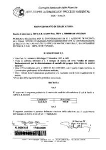 Consiglio Nazionale delle Ricerche  ISTITUTO PER LA DINAMICA DEI PROCESSI AMBIENTALI SEDE - VENEZIA  Bando di selezione n. IDPA/A.R[removed]Prot. iDPA n[removed]del[removed]