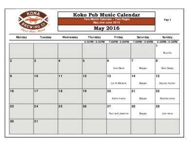 Koko Pub Live Music --- MayJune 2016.xlsx