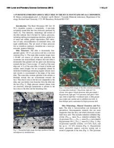 44th Lunar and Planetary Science Conference[removed]pdf A PYROXENE-ENRICHED SHOCK MELT DIKE IN THE BUCK MOUNTAINS 005 (L6) CHONDRITE. M. Hutson ([removed])1, A. Ruzicka1 and R. Brown1, 1Cascadia Meteorite Labo