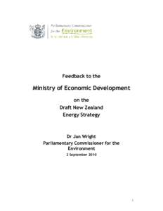 Feedback to the  Ministry of Economic Development on the Draft New Zealand Energy Strategy