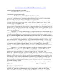 Southern Campaign American Revolution Pension Statements & Rosters Pension Application of William DuVal S8362 Transcribed and annotated by C. Leon Harris [The following document is much faded.] The Declaration of William