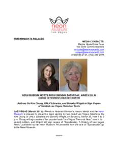 FOR IMMEDIATE RELEASE MEDIA CONTACTS: Marina Nicola/Erika Pope Vox Solid Communications [removed] [removed]