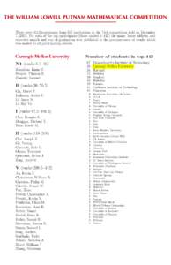 There were 4113 contestants from 557 institutions in the 74th competition held on December 7, 2013. For each of the top participants (those ranked 1–442) the name, home address, and expected month and year of graduatio