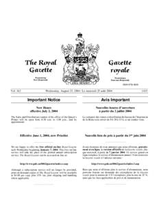 The Royal Gazette Gazette royale