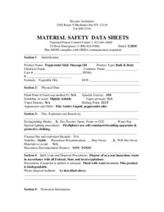 Keyano Aromatics 2392 Route 9 Mechanicville NY[removed]5310 MATERIAL SAFETY DATA SHEETS National Poison Control Center[removed]