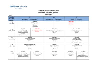 Utah State University Uintah Basin Concurrent Enrollment Schedule14