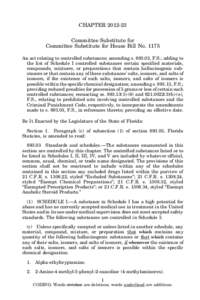 CHAPTER[removed]Committee Substitute for Committee Substitute for House Bill No[removed]An act relating to controlled substances; amending s[removed], F.S.; adding to the list of Schedule I controlled substances certain spe