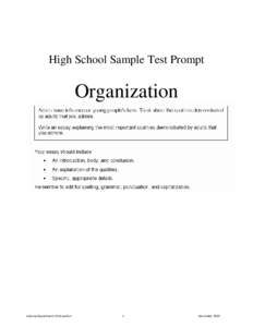 High School Sample Test Prompt  Organization Arizona Department of Education 