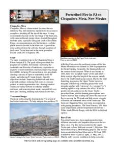 Prescribed Fire in PJ on Chupadera Mesa, New Mexico Chupadera Mesa Chupadera Mesa is characterized by areas that are relatively flat, with numerous moderate to steep canyon complexes breaking off the top of the mesa. A s