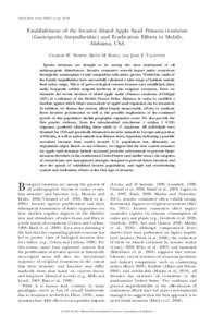 Gulf of Mexico Science, 2012(1–2), pp. 30–38  Establishment of the Invasive Island Apple Snail Pomacea insularum (Gastropoda: Ampullaridae) and Eradication Efforts in Mobile, Alabama, USA CHARLES W. MARTIN, KEITH M. 
