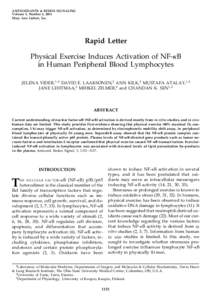 ANTIOXIDANTS & REDOX SIGNALING Volume 3, Number 6, 2001 Mary Ann Liebert, Inc. Rapid Letter Physical Exercise Induces Activation of NF-kB
