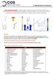 1H-NMR METABOLITE PROFILING  Urine metabolite profiling in animal models is highly relevant since it allows simultaneous monitoring of up to several tens of metabolites in the same analysis. Thus, it represents a superb 
