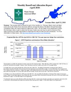 Monthly Runoff and Allocation Report -April 2010Water Forum Successor Effort Issuance Date: April 12, 2010 Purpose: This monthly report is issued for each of four months (i.e., February, March, April, and May)