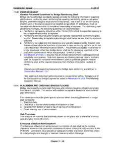 Construction Manual[removed]REINFORCEMENT General Placement Guidelines for Bridge Reinforcing Steel