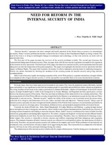 Law / Counter-terrorism / Human rights in India / Internal security / Terrorism in India / Insurgency / Definitions of terrorism / Indian Police Service / Internal Security Act / National security / Terrorism / Security