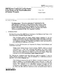 2005 Review Conference of the Parties to the Treaty on the Non-Proliferation of Nuclear Weapons 2 1 May 2005 Original: English