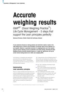 Innovation & Management | Lean Laboratory  Accurate weighing results  GWP® * (Good Weighing Practice™)