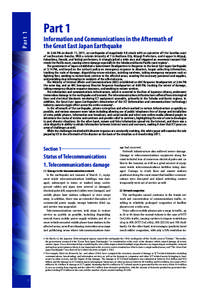 Par t 1  Part 1 Information and Communications in the Aftermath of the Great East Japan Earthquake