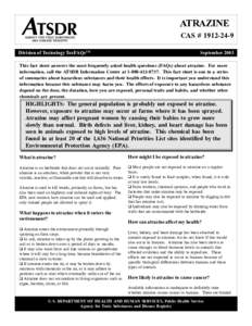 ATRAZINE CAS # [removed]Division of Toxicology ToxFAQsTM September 2003