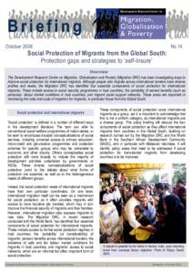 October[removed]No.14 Social Protection of Migrants from the Global South: Protection gaps and strategies to ‘self-insure’