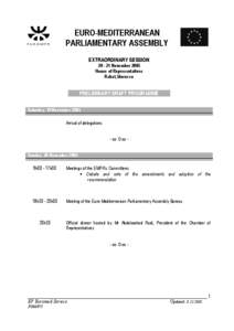 EURO-MEDITERRANEAN PARLIAMENTARY ASSEMBLY EXTRAORDINARY SESSION[removed]November 2005 House of Representatives Rabat, Morocco