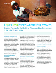 MAY[removed]ENERGY-EFFICIENT STOVES Showing Promise for the Health of Women and the Environment in the Lake Victoria Basin ADDRESSING AN URGENT NEED